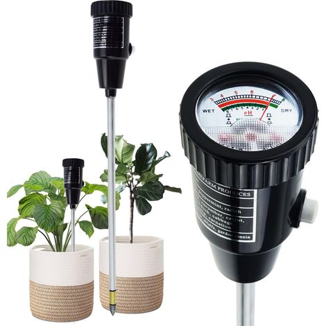 Testeur de pH et d'humidité du sol avec sonde à électrode de 295 mm de long, kit d'outils étanche pour testeur de sol, pour jardins intérieurs et extérieurs (1/5)