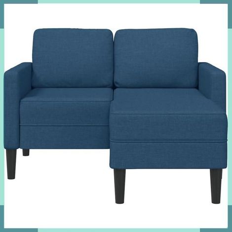 4107066 Canapé 2 places avec méridienne en L bleu 125 cm tissu (1/5)