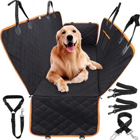 Housse Protection Voiture Chien Siège Arriere Imperméable avec Ceinture de Sécurité, Protege Siège Voiture Chien Taille Universelle 137 CM x 146 CM Hamac Couverture Transport Chien Voiture H574 (1/5)