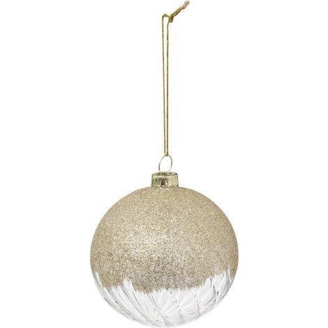 Déco Sapin Boule de Noël en Verre D 8 , XU,cm transparente et dorée - Feeric Christmas, produit qualité supérieure, durable et fiable, matériaux sélectionnés, conforme normes - KZQ