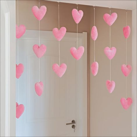 Rideau De Porte - 18 Cœurs En Tissu - Décoration Intérieure Pour Chambre Salon Nurserie - Idéal Pour Fêtes Mariages Jour Des Amoureux - Lot De 1 (1/5)