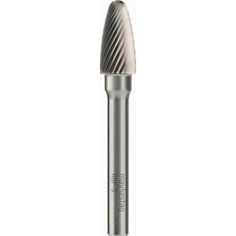 Fraise Rotative HM Tige Cylindrique Forme Arc à Nez Arrondi - Aciers, Inox D. 8 x Lt. 63 x Lu. 18 x Q. 6 mm - Diamwood