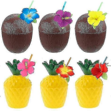 12 gobelets en noix de coco pour fête hawaïenne, luau, fête d'été sur la plage, anniversaire, fête tropicale (1/5)