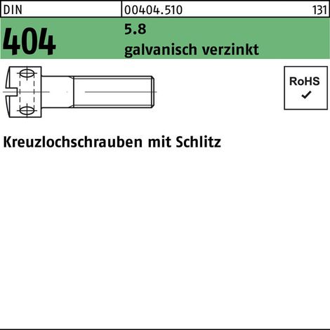 DIN 404 Zylinderkopf-Kreuzlochschraube M5x20 Stahl 5.8 galvanisch verzinkt Schlitz 100 Stk (1/2)