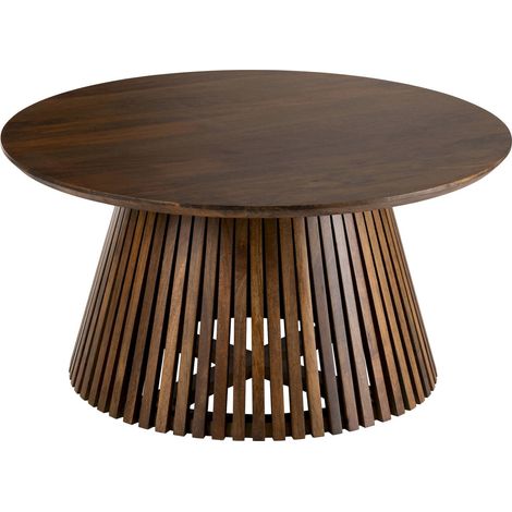 Table basse en bois marron style contemporain sculptural - Bois marron foncé naturel (1/3)