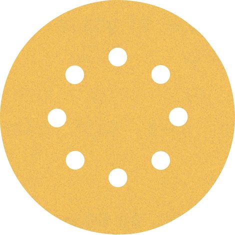 50x Feuilles abrasives C470 à 8 trous (pour Bois dur, Peinture sur bois, Ø 125 mm, Grain 120, Accessoires Ponceuse excentrique) (1/4)