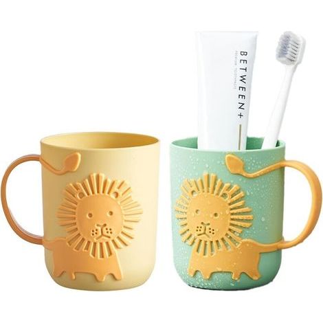 Pair CSPARKV 2 Pièces Pot a Brosse a Dent avec Poignée Gobelet Réutilisable Gobelet Multifonctionnel Porte-Brosse à Dents en Plastique pour Salle De Bain