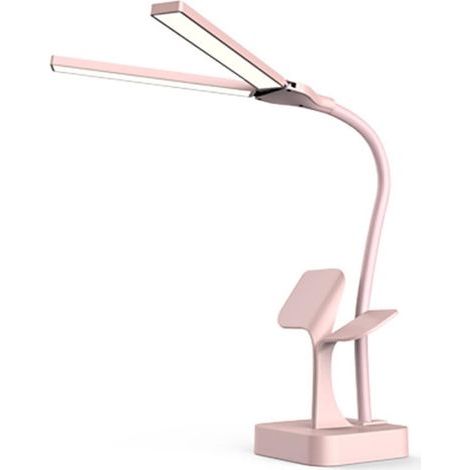 Lampe de Bureau LED Double TĂŞte Bras Pivotant 3 Couleurs Protection Yeux (1/4)