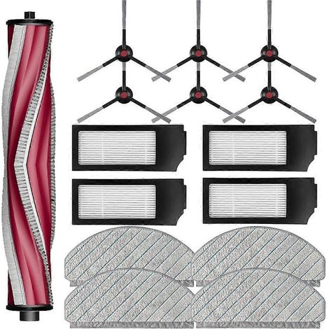 Accessoires de rechange pour aspirateur robot C12 : brosse principale, rouleau, brosses latérales, filtres HEPA, lingettes de nettoyage. (1/5)