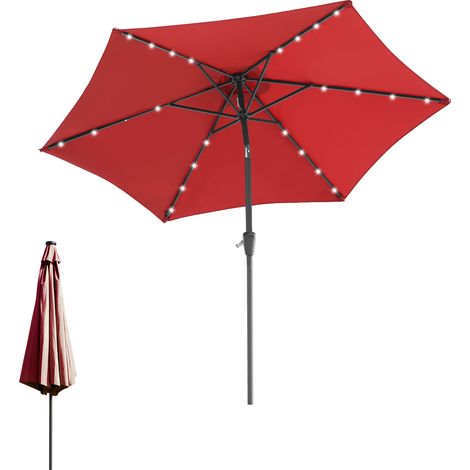 Wolketon Parasol 2,7 m avec éclairage LED – Parasol balcon et jardin,  rouge
