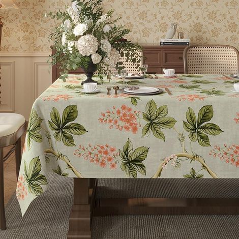 Nappe de table vintage fleurie PVC - Imperméable et Résistante à la Chaleur - 110x160cm (1/3)