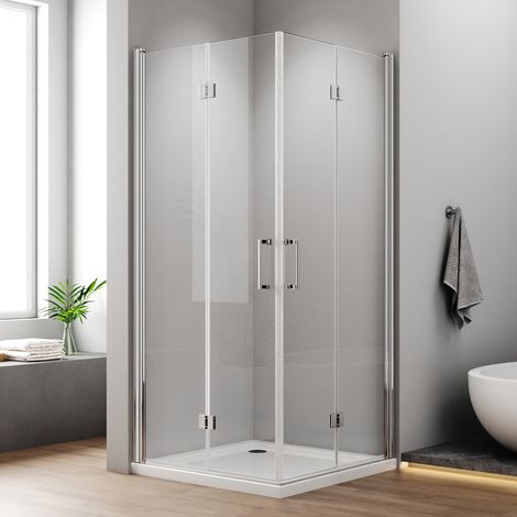 Eckeinstieg Duschkabine 120x70 cm Falttür 180° Duschabtrennung Eckeinstieg Drehfalttür Dusche 6mm Nano Beschichtung ESG Glas Duschwand Höhe 195cm (1/5)
