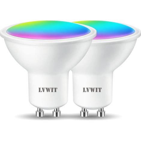 Lot de 2 Ampoule GU10 Connectée 4.9W WiFi – Lampe connectée 350Lm équivalente 35W, Smart Ampoule LED compatible Google Assistant, sans hub, réglable blanc chaud/froid (1/5)