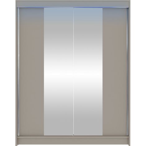 Armario Closico Vastor II, Cachemira, 200x150x58cm, Puertas de armario: Correderas, Número de estantes: 5, LED