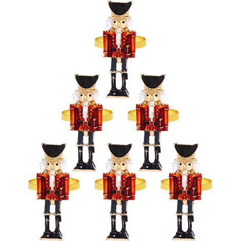 Lot de 6 ronds de serviette en métal en forme de casse-noisette, pour Noël (1/5)