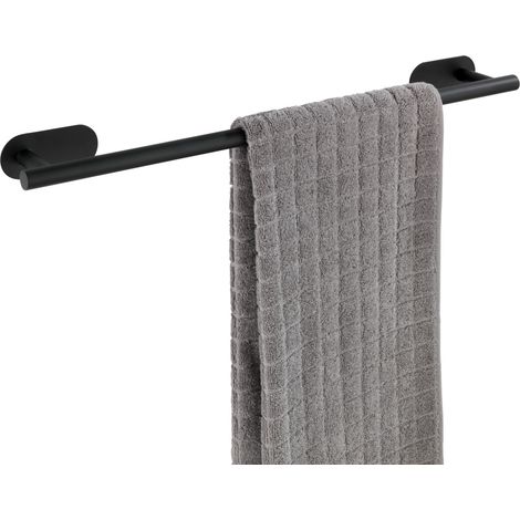 WENKO Turbo-Loc® Edelstahl Badetuchstange Uno Orea Black Matt, Handtuchstange, Befestigen ohne bohren, Schwarz, Edelstahl rostfrei schwarz