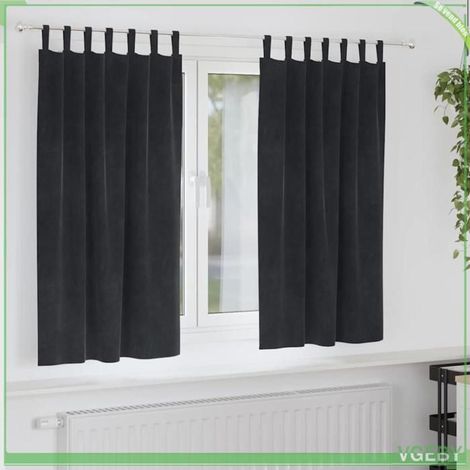 4107174 Rideaux occultants 2 pcs Noir 140 x 175 cm Velours (1/5)