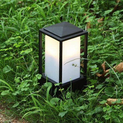 Lampadaire étanche d'extérieur, en aluminium noir et acrylique blanc, style rétro, pour jardin, allée, terrasse ou poteau. (1/5)