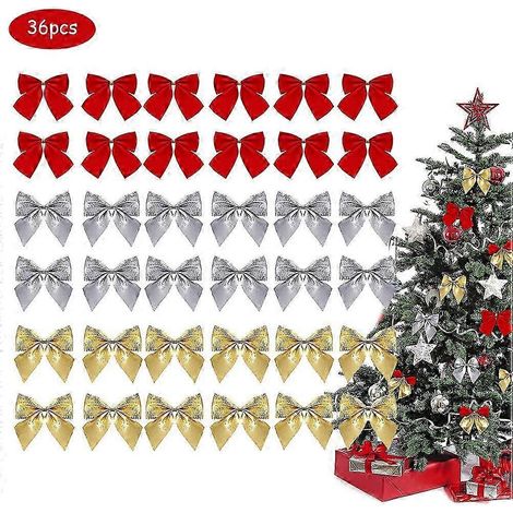 Nœuds de Noël Mini Décoratifs 36 Pièces Lot Rubans de Cadeau Ornement Sapin (1/5)