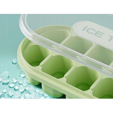 Moule à glaçons avec récipient et couvercle hermétique - Bac à glaçons en silicone pour 12 cubes - Démoulage facile - Inodore, rési (1/4)
