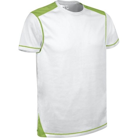 Camiseta de manga bicolor, de poliéster transpirable Bird-Eye VALENTO BRICKPLUS S Blanco/Verde manzana