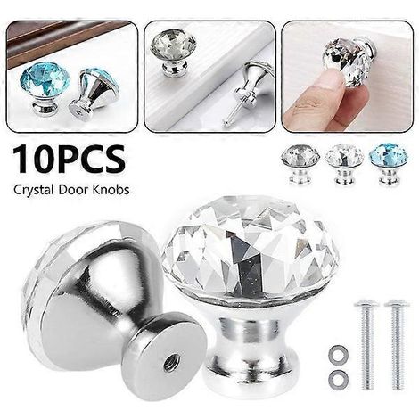 Poignées de porte décoratives en verre cristal et diamant - Poignées de porte en forme de diamant (1/5)