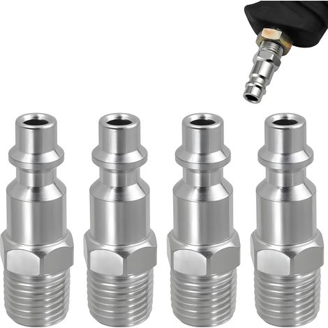 4 PCS Raccord rapide,Filetage 1/4 NPT mâle,Pression 300 PSI,Double bague,Système air comprimé