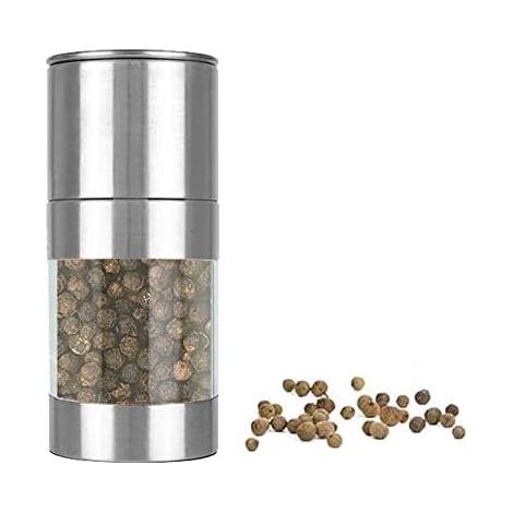 Moulin à Poivre Manuel,Moulin à Sel et Poivre, Moulin à épices en Acier Inoxydable,Taille de Grain Réglable (argenté, 1 pièce)-Fei Yu