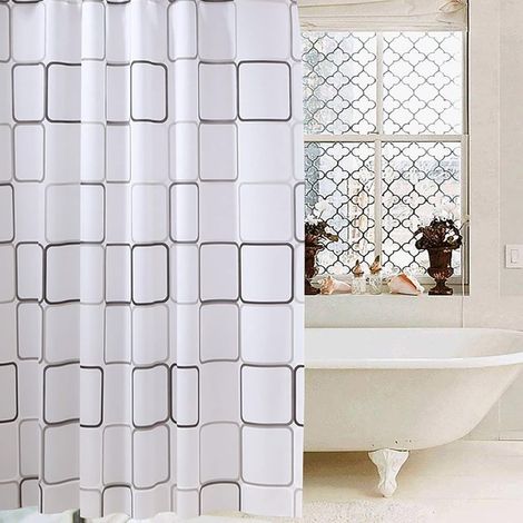 Anti-mold, antibacterial, waterproof shower curtain, opaque shower curtain (large square), shower curtain 180 x 220cm (1/5)