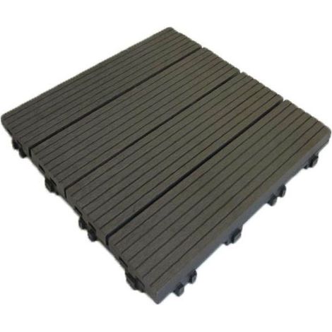 Dalle de terrasse bois composite Modular 30 x 30 cm / ep 2,5 cm - Coloris - Gris carbone, Largeur - 30 cm, Longueur - 30 cm (1/2)