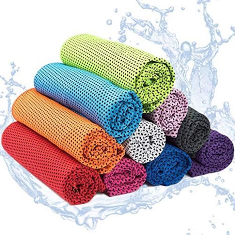 10 pièces Serviette rafraîchissante, Cooling Towel, Serviette microfibre sport yoga camping plage (1/4)