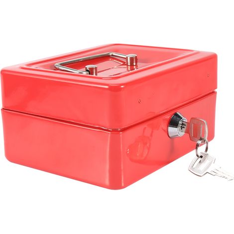 Tragbarer Mini-Tresor mit Vorhängeschloss für Geld und Münzen, abschließbare rote Box, 1 Stück, für den Heimgebrauch (1/5)