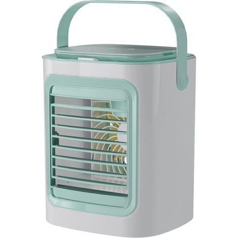 Mini climatiseur portable avec contrôle tactile et lumière ambiante, ventilateur à 3 vitesses et humidificateur avec 2 bacs à glace pour bureau, camping, extérieur (1/5)