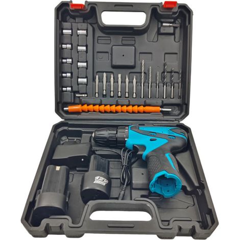 Perceuse Visseuse Sans Fil 12V, Perceuse Électrique Multifonction avec 2 Batteries Lithium et Chargeur, Tournevis Électrique Compact pour Bricolage