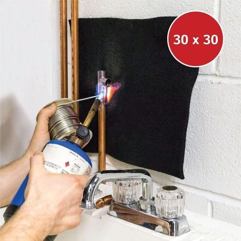 Manta ignífuga de 30 x 30 cm, ignífuga, termoaislante, resistente al calor, retardante de llama, de 4 a 5 mm de espesor, manta de soldadura para instalaciones sanitarias. (1/4)
