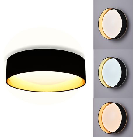 Plafonnier LED textile noir et doré Ø40 cm, 24W