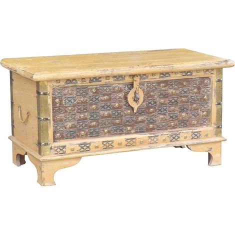 Baúl de madera marrón 90x40x45