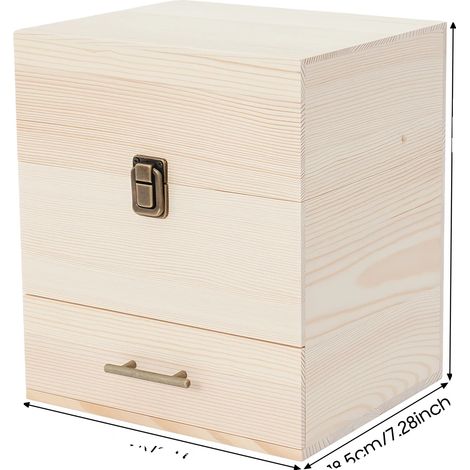 Scatola porta oli essenziali, 59 scomparti, organizer in legno resistente, color kaki (1/2)