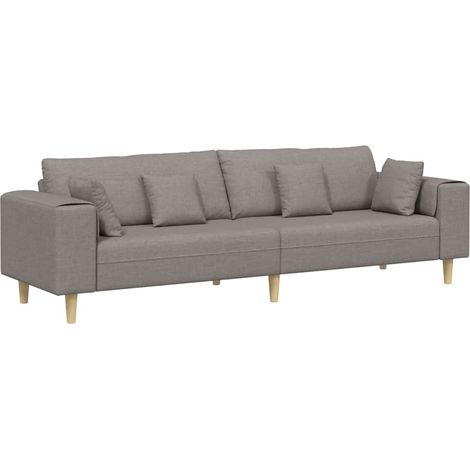 Sofá con cojín Taupé 250 x 77 x 76 cm tela vidaXL