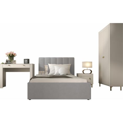 Conjunto de dormitorio Mormavu 112, Cachemira + Gris