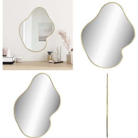 Miroir mural Doré 50x40 cm - Miroir Mural - Miroir Doré - Décoration Murale - Miroir Design - Miroir Salle De Bain - Home & Living