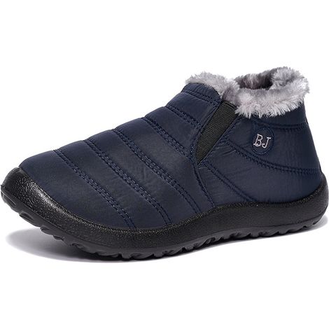 1 paire bottes de neige, imperméables, fourrées laine artificielle, hauteur courte, semelle antidérapante polyuréthane, pour hiver (1/5)