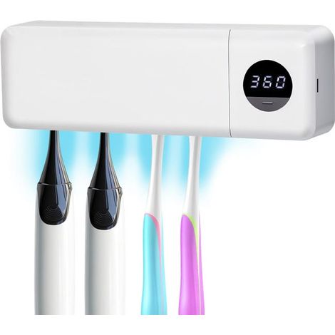 Esterilizador UV para cepillos de dientes - Cepillo de dientes inteligente recargable con función de secado por luz y aire - Soporte de pared para almacenamiento (1/5)