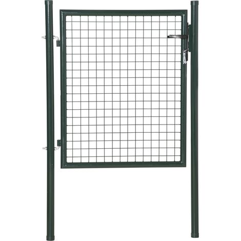 Porte de Jardin en Acier avec Serrure Poignée 3 Clés 97x150 cm Vert