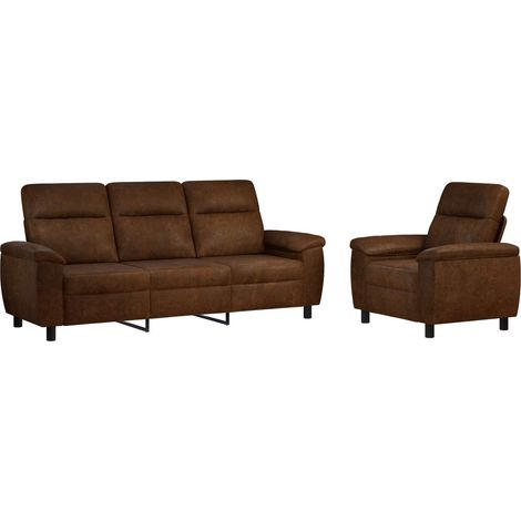 Sofa-Set 2 pcs Braun Kunstwildleder vidaXL (1/5)