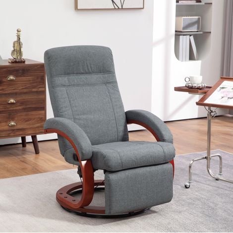 MEUBLIV Sillón relax giratorio gris con respaldo reclinable 135° y reposapiés (1/5)