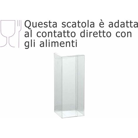 Scatole lunghe rettangolari trasparenti in PET - uso alimentare, set da 30 pezzi, cm 4,7 x 4,7 x 12,5 H