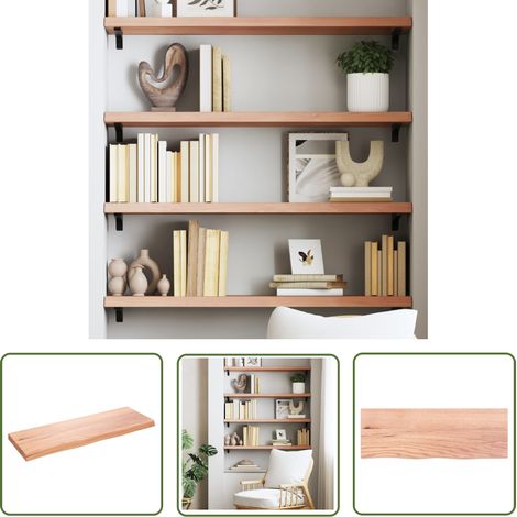 The Living Store Wandregal Hellbraun 80x30x(2-4) cm Massivholz Eiche Behandelt - Wandregal - Eichendielen - Holzmöbel - Landhausstyle - Wohnraumorganisation (1/5)