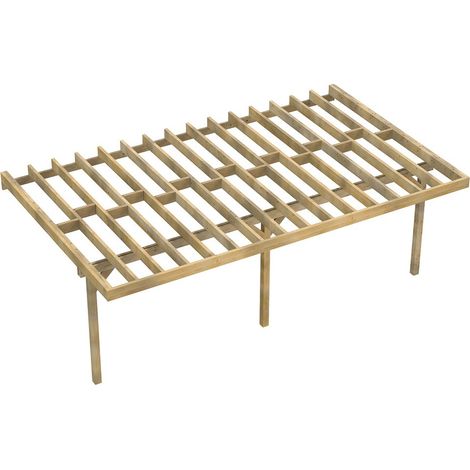 Structure Terrasse Bois Pilotis Adossee en Kit - 7x4,20m - Solives + Poteaux - Sapin Traité Autoclave