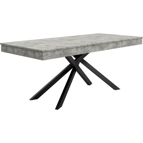 Tavolo da Pranzo Estensibile 140-180 x 80 cm, Capacità 60 kg, Gambe in Metallo, Robusto Grigio MDF, per Ristorante (1/5)